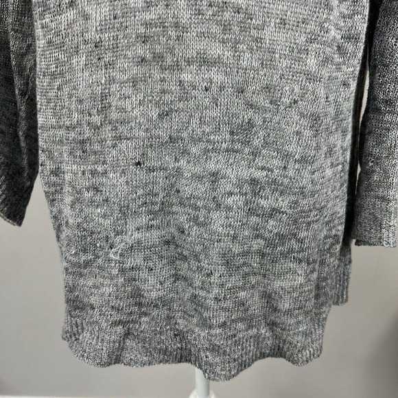 Eileen Fisher Women's Deep V-Neck Linen Thin Knit Sweater XS/TP Gray Oversized - Picture 4 of 10